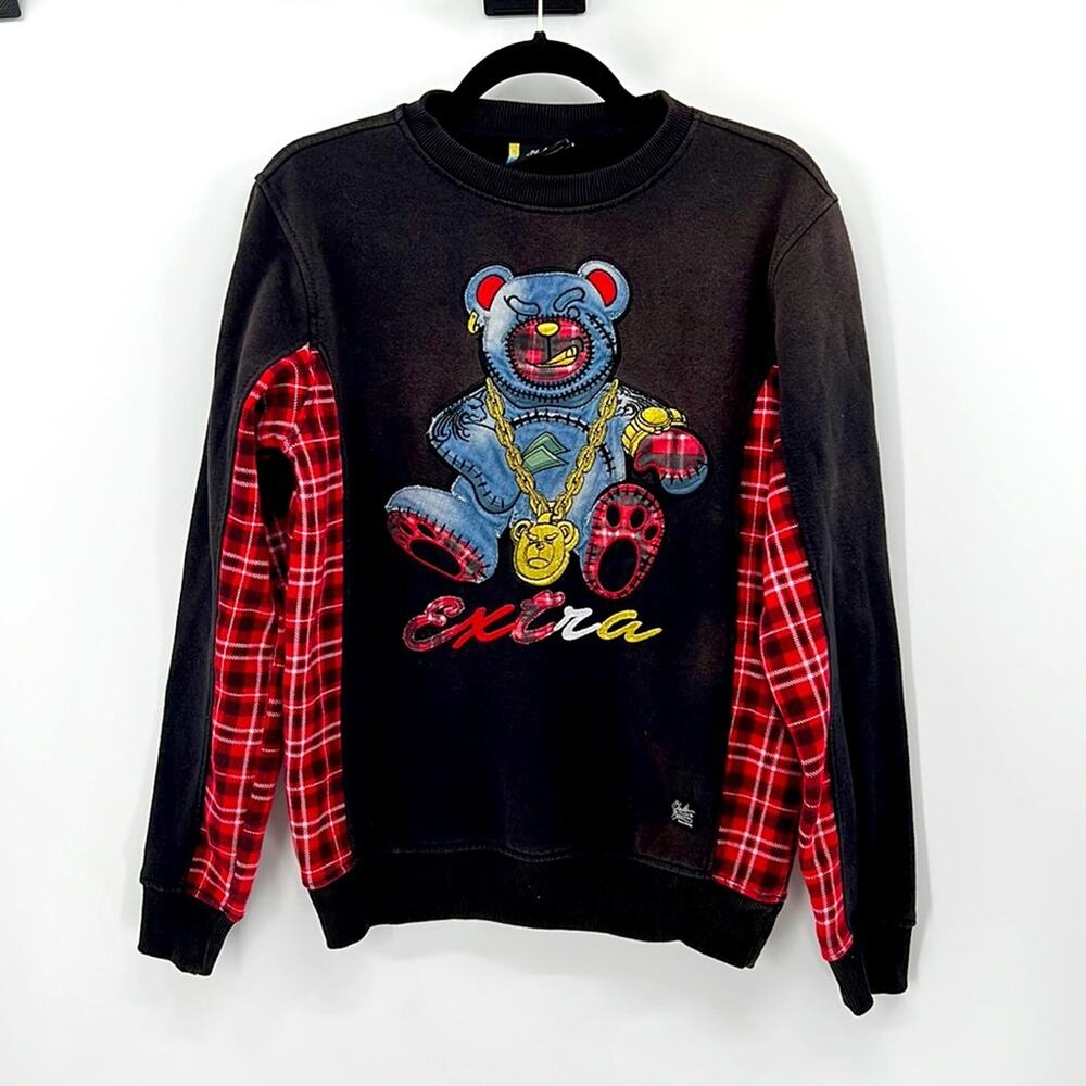 Bleeker & Mercer Extra Plaid Bear - Black/Red - Small